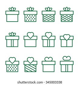 Present green  icons on background
