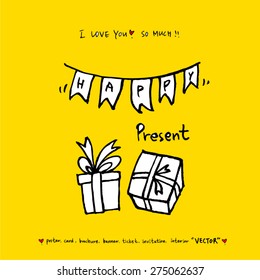 present / Hand drawn illustration - vector