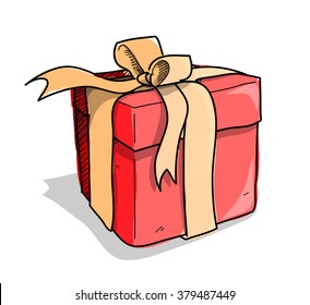 Present, A Hand Drawn Vector Illustration Of A Present, Could Be Used For Birthday Gift Or Christmas Project.