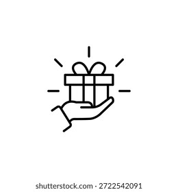 Presente en el Vector de la mano, contorno elegante minimalista que da