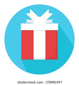 Present for the holiday or birthday. Gift box Vector icon.