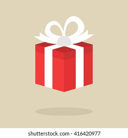 Present for the holiday or birthday. Gift box Vector icon.