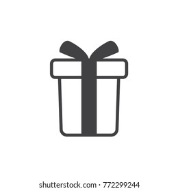 Present icon in black on a white background. Vector illustration