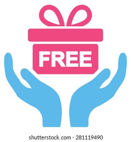 Present icon from Business Bicolor Set. This isolated flat symbol uses light blue and pink colors.