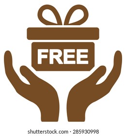 Present icon from Business Bicolor Set. Vector style: flat symbols, brown color, rounded angles, white background.