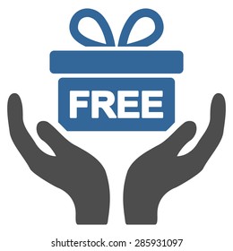 Present icon from Business Bicolor Set. Vector style: flat bicolor symbols, cobalt and gray colors, rounded angles, white background.