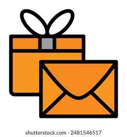 Present icon color or logo illustration outline black style