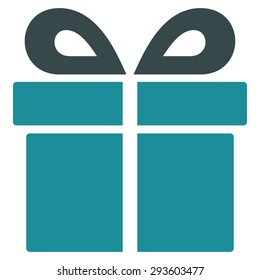 Present icon from Competition & Success Bicolor Icon Set. Vector style: flat bicolor symbols, soft blue colors, rounded angles, white background.