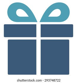 Present icon from Competition & Success Bicolor Icon Set. Vector style: flat bicolor symbols, cyan and blue colors, rounded angles, white background.