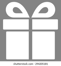 Present icon from Competition & Success Bicolor Icon Set. Vector style: flat symbols, white color, rounded angles, gray background.