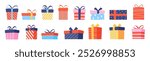 Present icon. Gift box icon set. Flat style. Vector