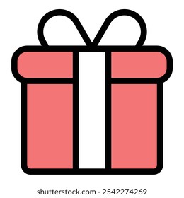 Present Icon Gift Giving in Flat Lineal Color Style