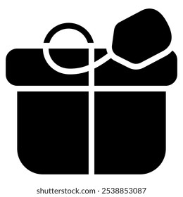 present icon with glyph style. Suitable for website design, logo, app and UI. Based on the size of the icon in general, so it can be reduced.