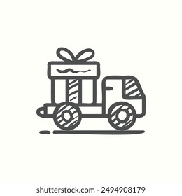 present icon, isolated hand drawn icon theme ecommerce