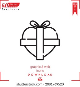 present icon on white background. present Vector premium design icons for Valentine's day icons, web site design, mobile app, logo, user interface. Editable stroke. Vector Illustration Eps10
