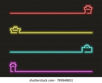 Present icon set in neon light. Vector illustration