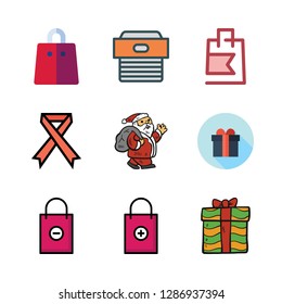 present icon set. vector set about supermarket gift, gift, santa claus and ribbon icons set.