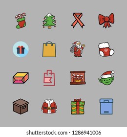 present icon set. vector set about gift, shopping bag, supermarket gift and christmas tree icons set.