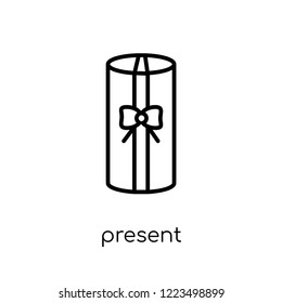 present icon. Trendy modern flat linear vector present icon on white background from thin line Christmas collection, outline vector illustration