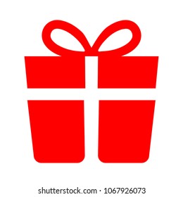 present icon, vector gift box - present package, birthday or holiday symbol