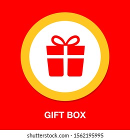 present icon, vector gift box - present package, birthday or holiday symbol