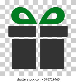 Present icon. Vector illustration style is flat iconic bicolor symbol, green and gray colors, transparent background. Designed for web and software interfaces.