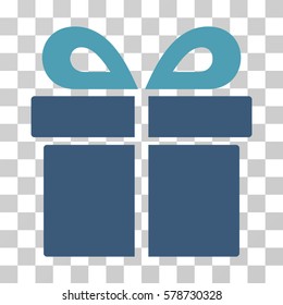 Present icon. Vector illustration style is flat iconic bicolor symbol, cyan and blue colors, transparent background. Designed for web and software interfaces.