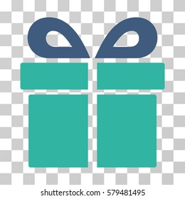 Present icon. Vector illustration style is flat iconic bicolor symbol, cobalt and cyan colors, transparent background. Designed for web and software interfaces.
