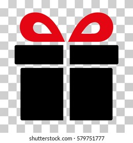 Present icon. Vector illustration style is flat iconic bicolor symbol, intensive red and black colors, transparent background. Designed for web and software interfaces.