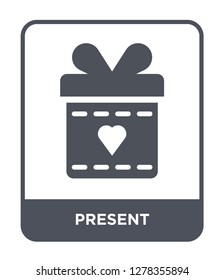 present icon vector on white background, present trendy filled icons from Birthday party and wedding collection, present vector illustration