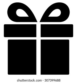 Present icon. Vector style is flat symbols, black color, rounded angles, white background.