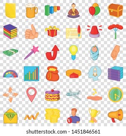 Present icons set. Cartoon style of 36 present vector icons for web for any design