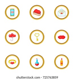 Present icons set. cartoon style set of 9 present vector icons for web design