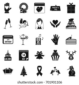 Present icons set. Simple set of 25 present vector icons for web isolated on white background