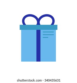 Present isolated icon on white background. Present box. Present icon. Present gift. Big christmas present. Birthday present. Flat style vector illustration. 