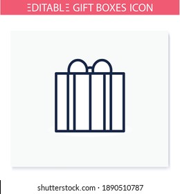 Icono de la línea actual. Caja de regalo con cinta de arco. Felicitaciones de vacaciones, concepto sorpresa. Oferta de vacaciones. Navidad, año nuevo, símbolo de celebración de cumpleaños. Ilustración vectorial aislada. Trazo editable 