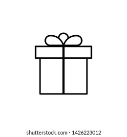 Present linear icon isolated. Celebration christmas symbol. Box with ribbon icon. Celebrate holiday. EPS 10