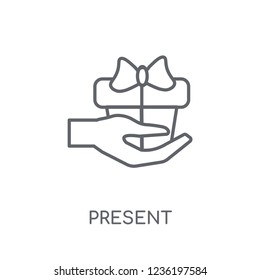 Present linear icon. Modern outline Present logo concept on white background from Christmas collection. Suitable for use on web apps, mobile apps and print media.
