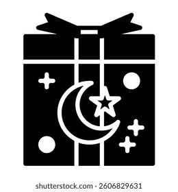 Present with Moon and Star Icon for Ramadan Celebrations