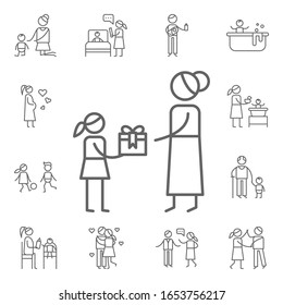 Present, mother, daughter icon. Family life icons universal set for web and mobile