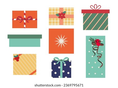 present object collection with ribbon.Vector illustration for icon,sticker,printable.Editable element