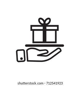 Present on the hand icon. White background