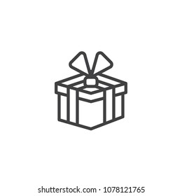 Present outline icon. linear style sign for mobile concept and web design. Gift box simple line vector icon. Symbol, logo illustration. Pixel perfect vector graphics