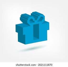 present pixel symbol sign vector logo isolated 3d
