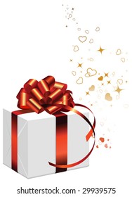 Present with red bow. All elements and textures are individual objects. Vector images scale to any size.