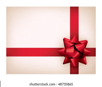 Present with red ribbon on a white background