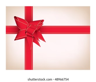 Present with red ribbon on a white background