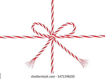 Present with red-white cord string,
Vector illustration isolated on white background
