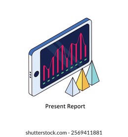 Present Report isometric Colored illustration. EPS File stock illustration