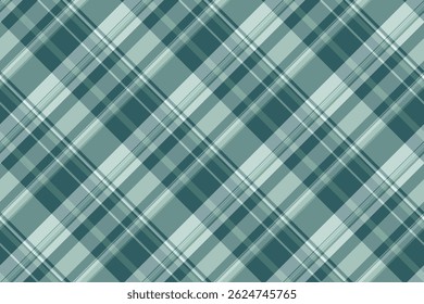 Present seamless textile texture, rustic plaid background vector. British fabric tartan pattern check in pastel and teal colors palette.